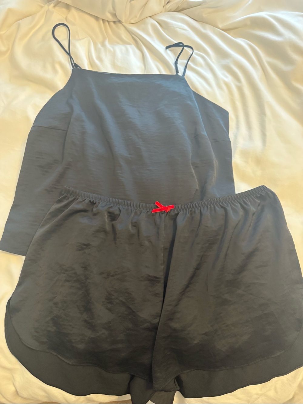 Auden Womens Black Satin Sleepwear Cami & Shorts Pajama Set Size 2x B68s